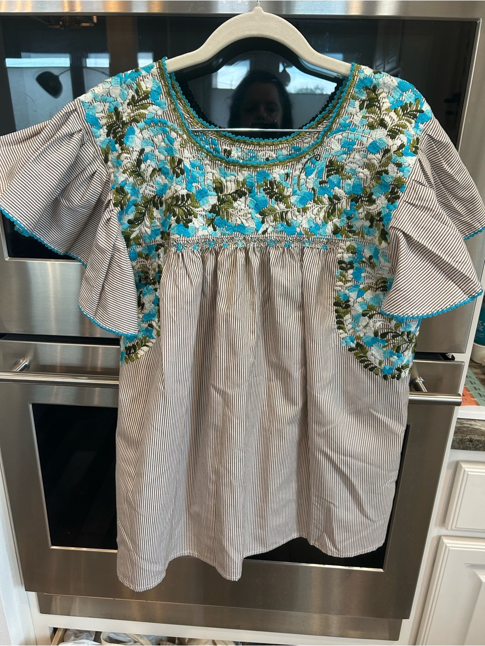Margarita mercantile Embroidered Flutter Sleeve Mexican blouse size M? - Picture 6 of 8